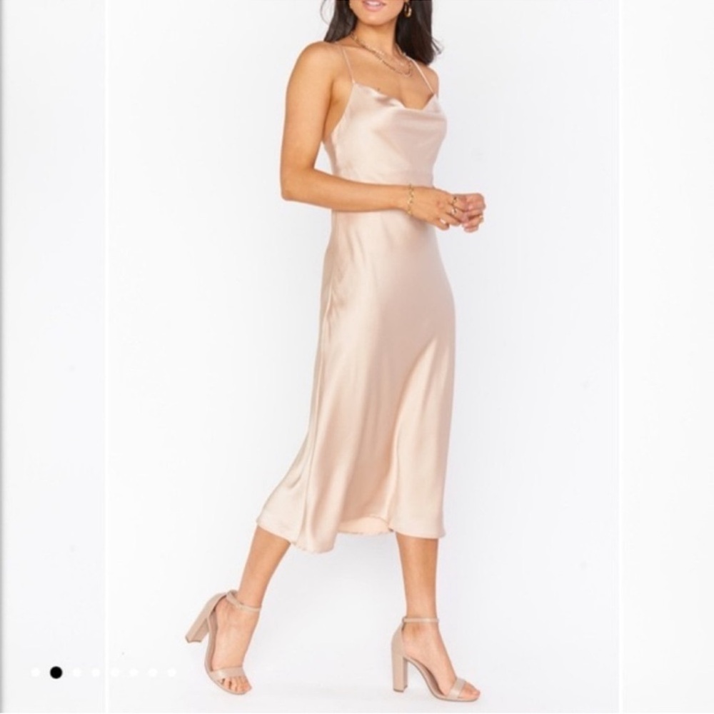 Show Me Your MuMu Verona Cowl Dress in dusty blush crisp